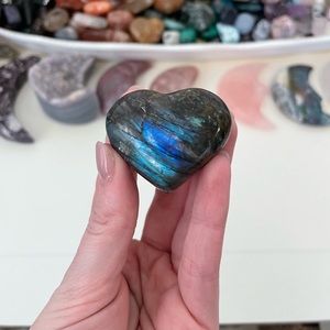 Blue flash labradorite heart